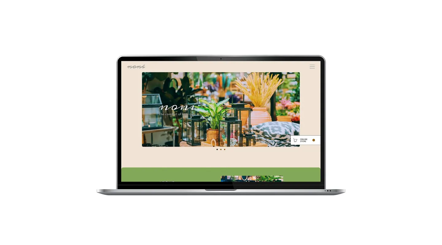 PCに映されたnoniトップページ